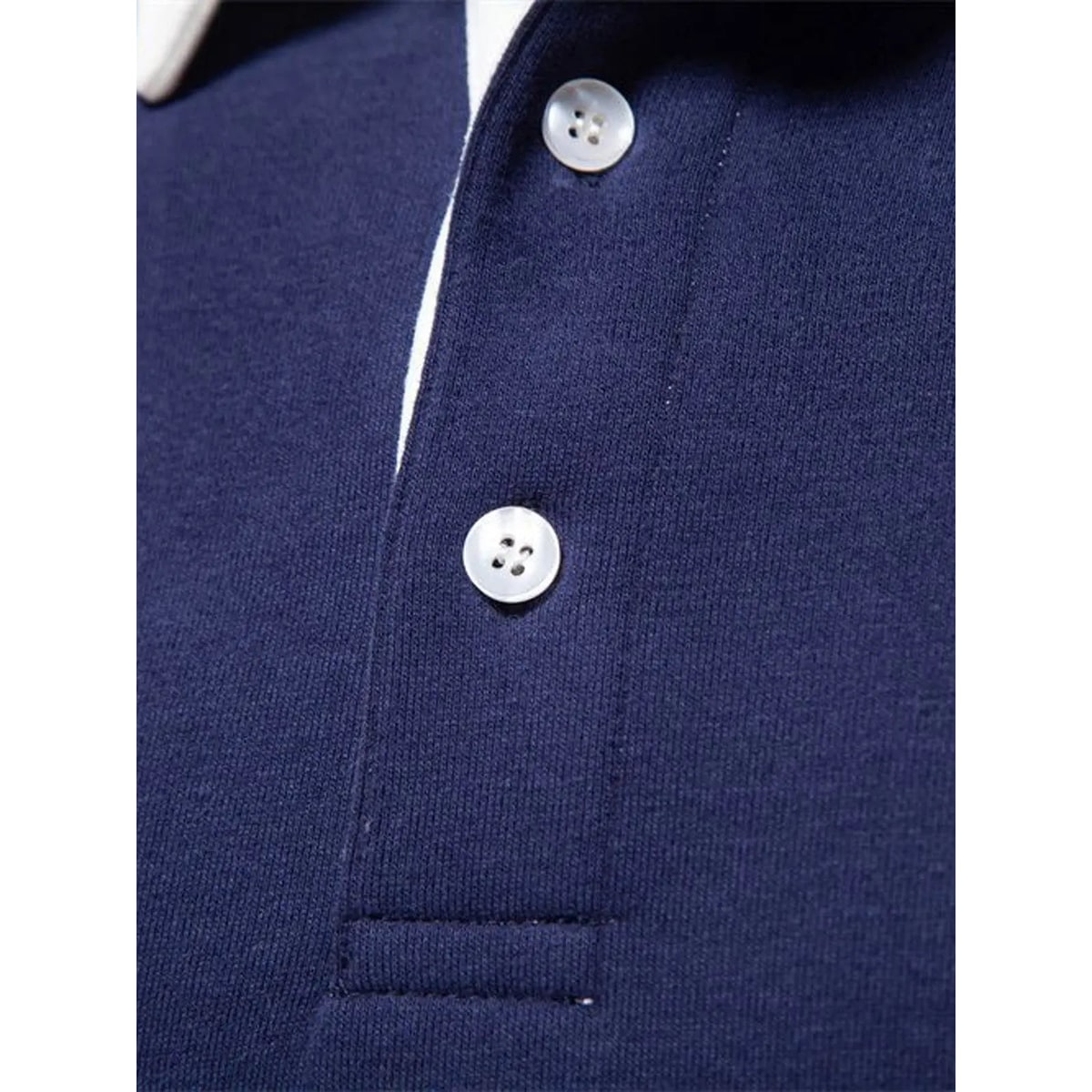 Men's Long Sleeve Polo Sweatshirt with Contrast Collar and Button Placket - Image 4
