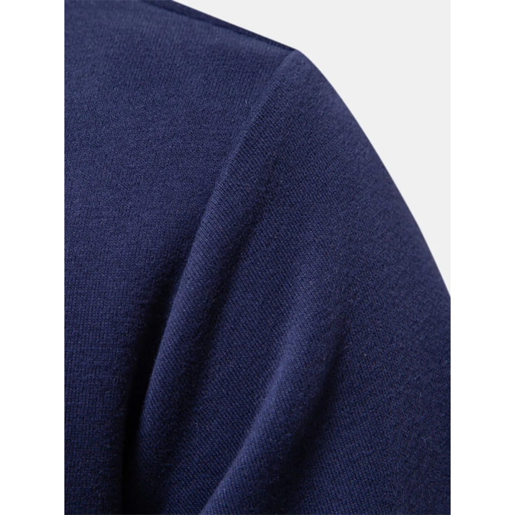 Men's Long Sleeve Polo Sweatshirt with Contrast Collar and Button Placket - Image 5