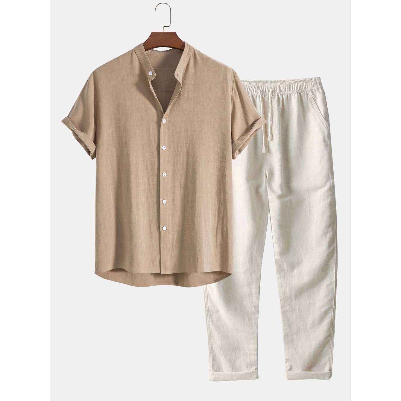 Mens Matching Sets Two Piece Textured -Look Fabric - Image 1