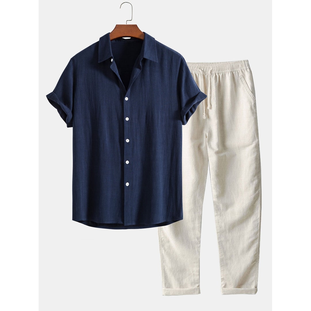 Mens Matching Sets Two Piece Textured -Look Fabric - Image 3