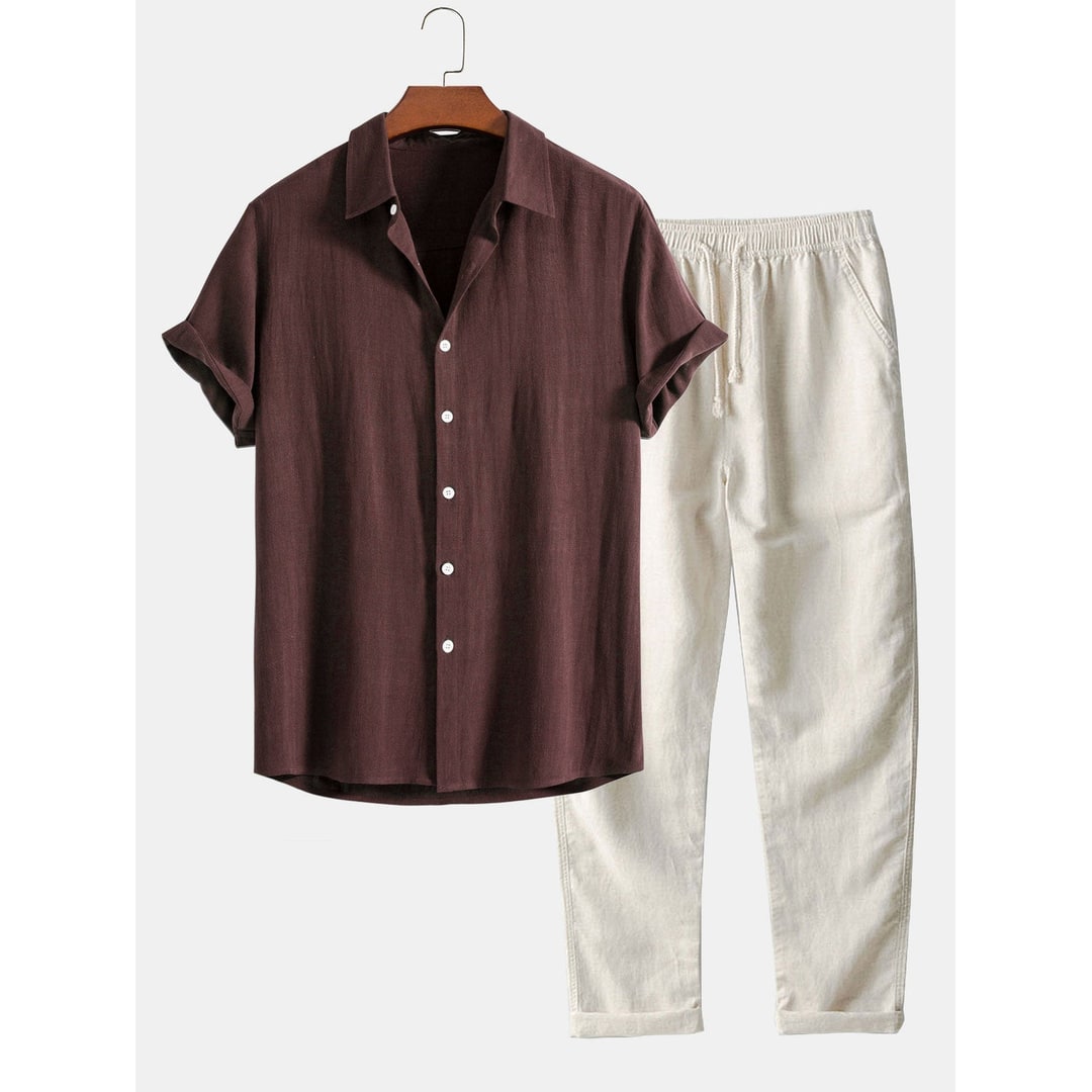 Mens Matching Sets Two Piece Textured -Look Fabric - Image 4