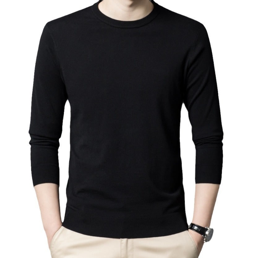 Men's Merino Wool Crewneck Sweater Slim Fit Fine Knit Ribbed Crew Neck Pullover - Image 5