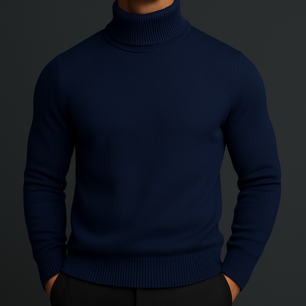 Men's Merino Wool Turtleneck Sweater with Plush Fleece Lining and Ribbed Collar - Image 12