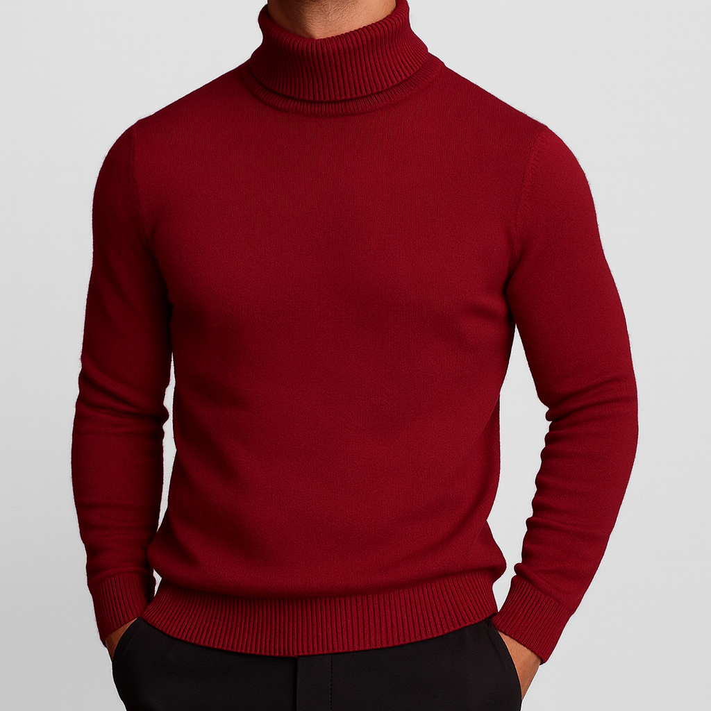Men's Merino Wool Turtleneck Sweater with Plush Fleece Lining and Ribbed Collar - Image 15