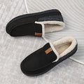 Men's Moccasin Slippers with Faux Fur Fleece Lining and Suede Upper Indoor Outdoor Slip-On - Image 1