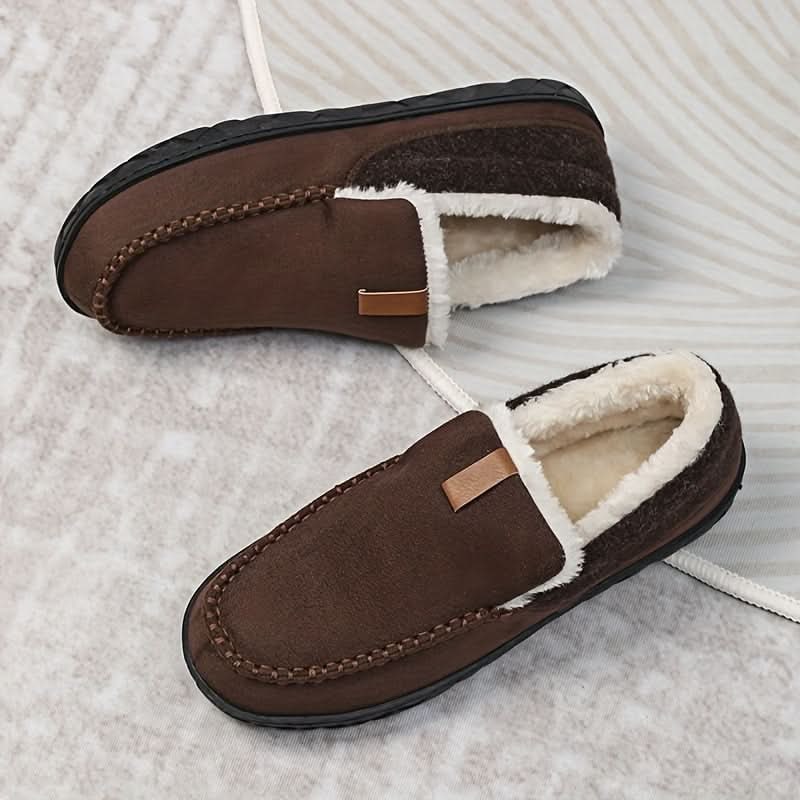 Men's Moccasin Slippers with Faux Fur Fleece Lining and Suede Upper Indoor Outdoor Slip-On - Image 10