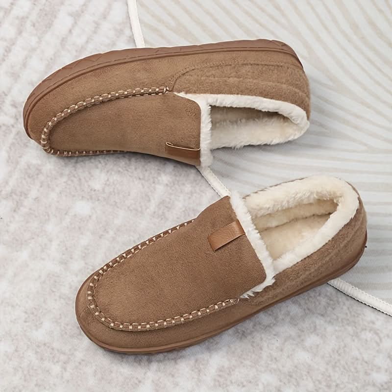 Men's Moccasin Slippers with Faux Fur Fleece Lining and Suede Upper Indoor Outdoor Slip-On - Image 11