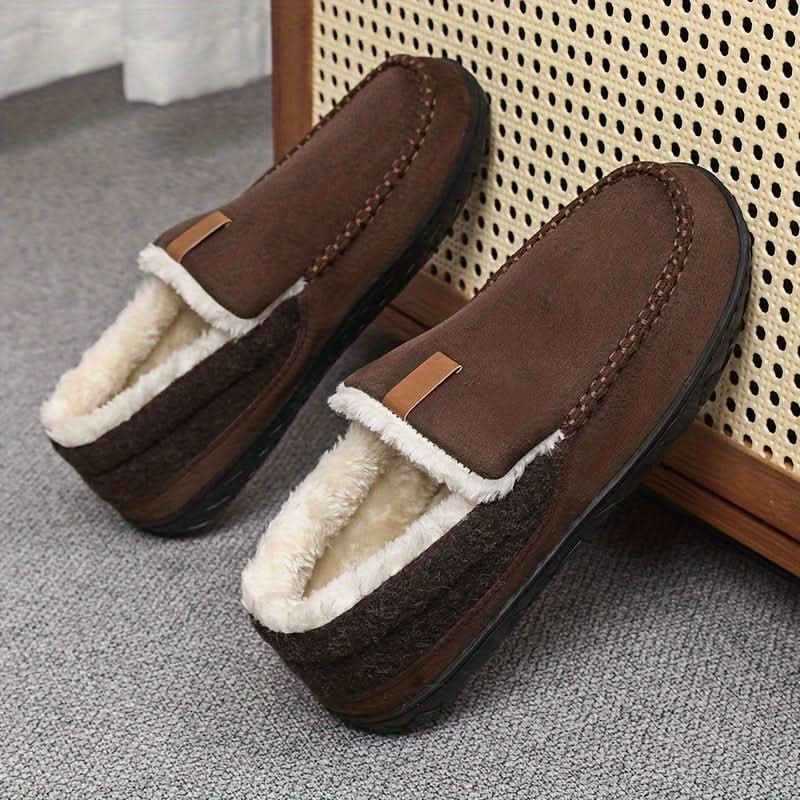 Men's Moccasin Slippers with Faux Fur Fleece Lining and Suede Upper Indoor Outdoor Slip-On - Image 7