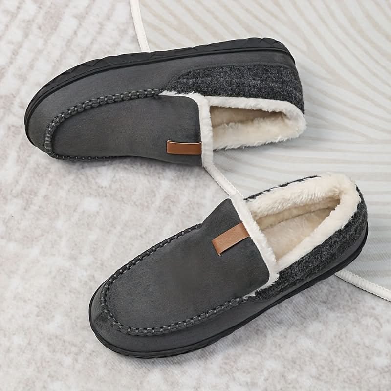 Men's Moccasin Slippers with Faux Fur Fleece Lining and Suede Upper Indoor Outdoor Slip-On - Image 9