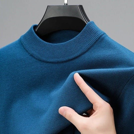 Men's Mock Neck Pullover Sweater with Fine Knit and Ribbed Collar - Image 3
