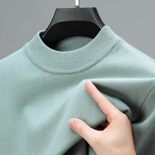 Men's Mock Neck Pullover Sweater with Fine Knit and Ribbed Collar - Image 4