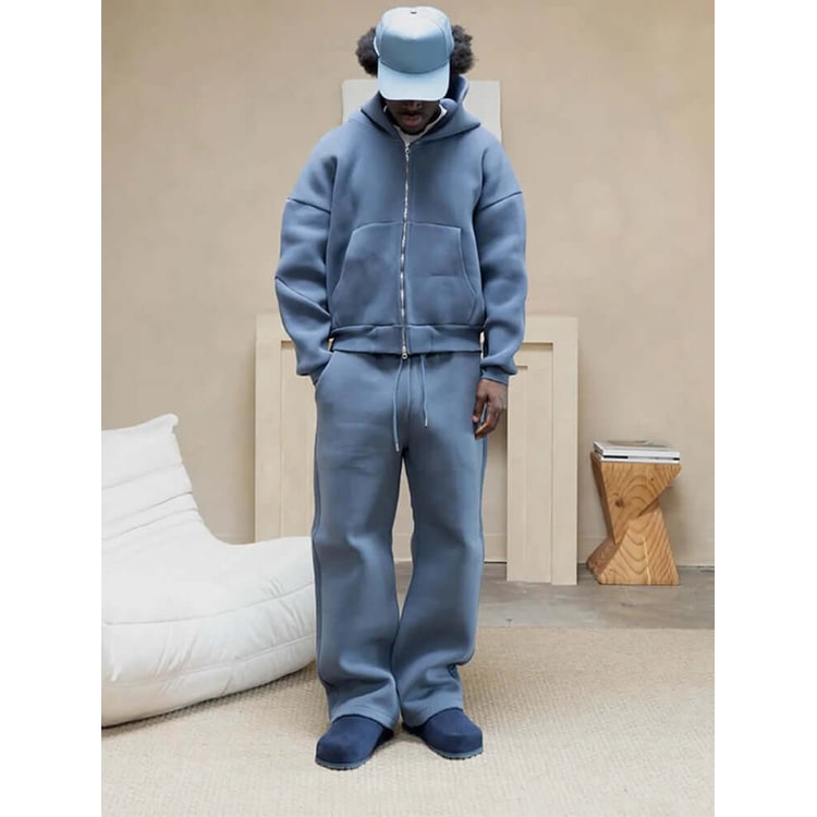 Men's Oversized Sweatsuit Tracksuit Set with Zip Hoodie and Wide Leg Sweatpants - Image 1