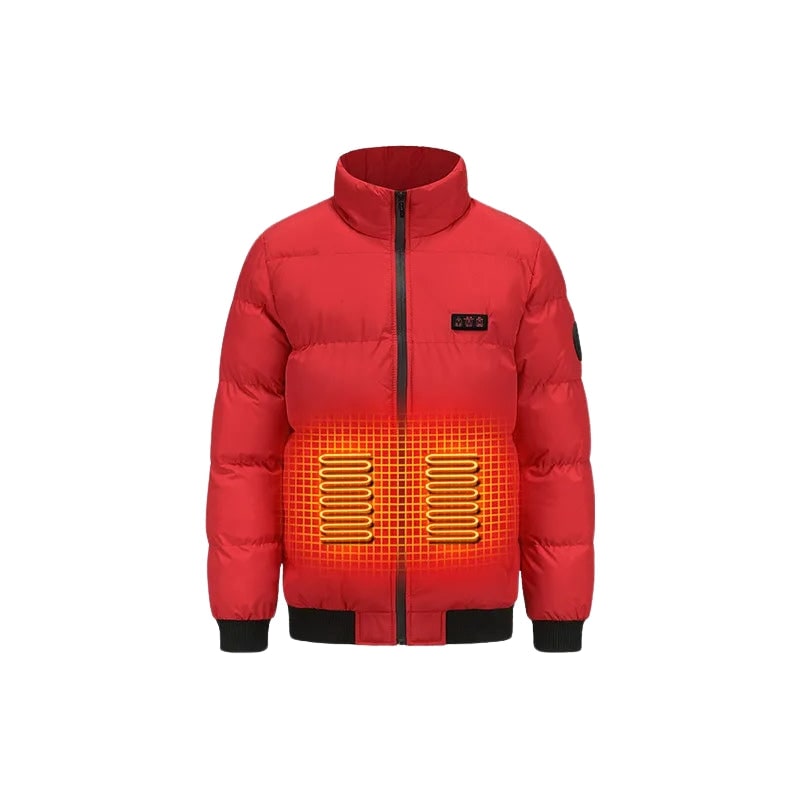 Men's Packable Heated Puffer Jacket with Stand Collar and Zip - Image 3