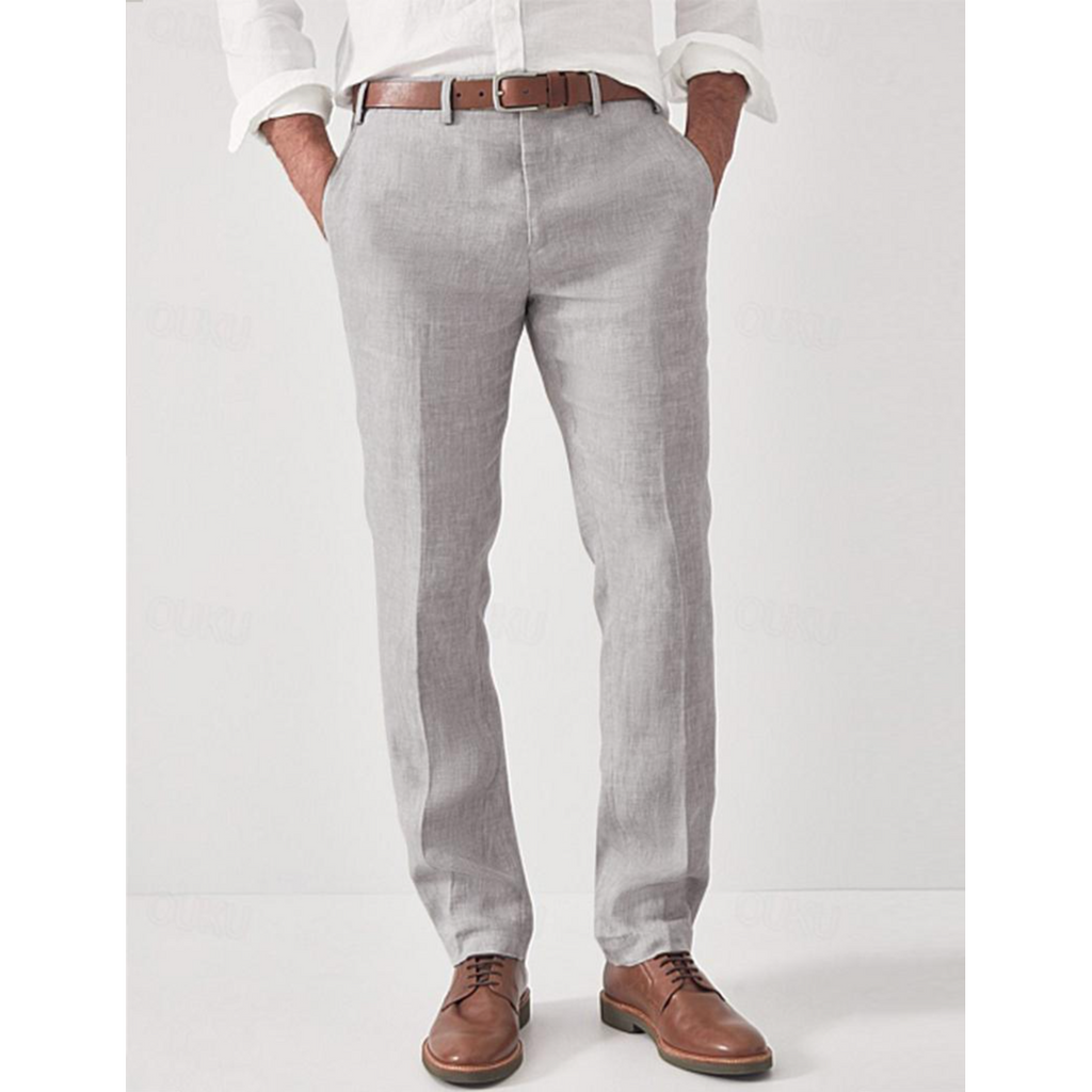 Mens Pants Textured Fabric Slim Fit Cut Side Slip Pockets - Image 2