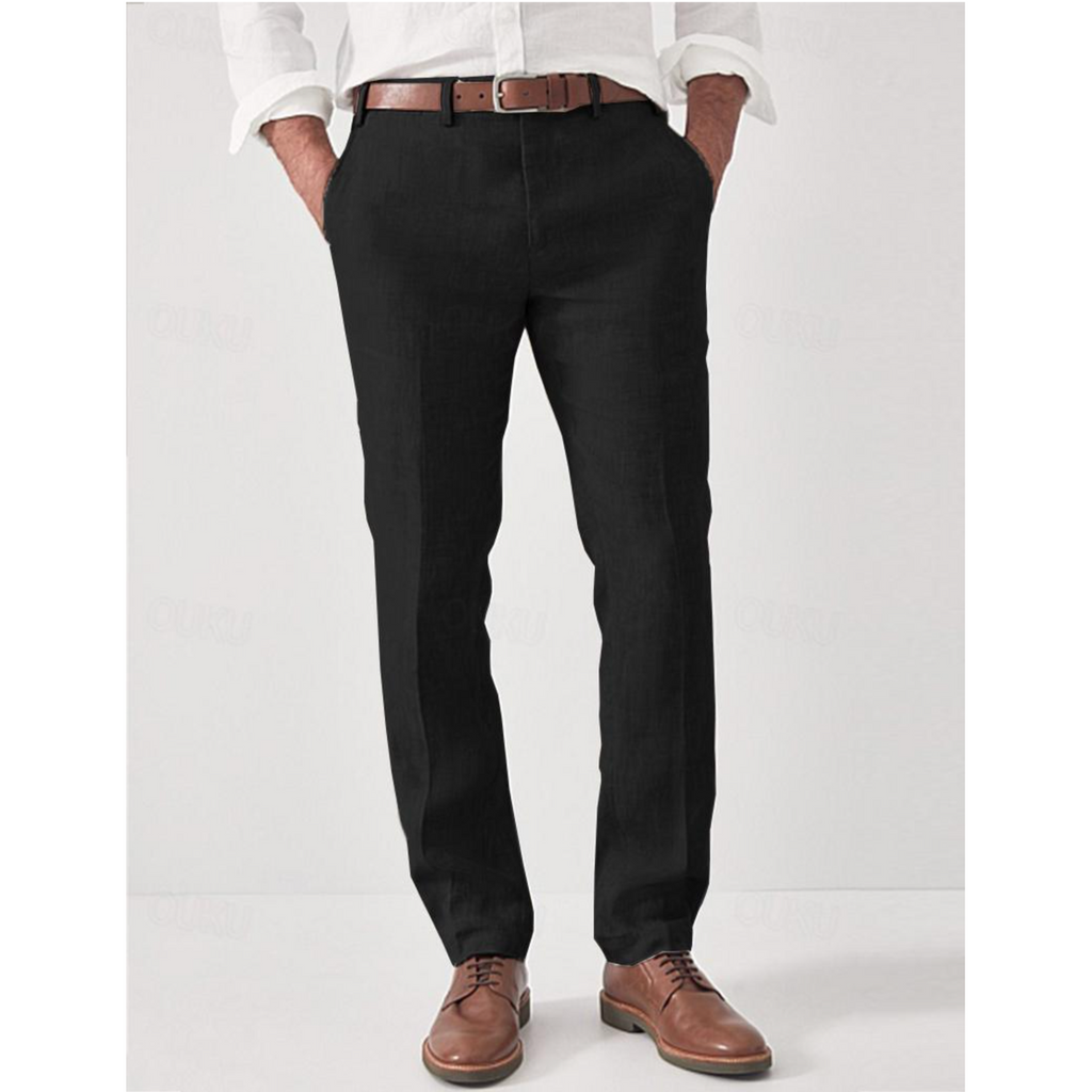 Mens Pants Textured Fabric Slim Fit Cut Side Slip Pockets - Image 3