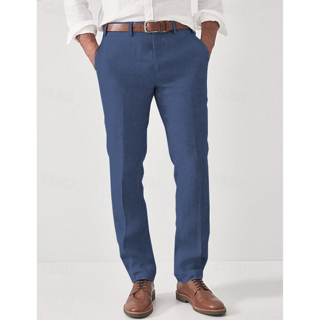Mens Pants Textured Fabric Slim Fit Cut Side Slip Pockets - Image 4