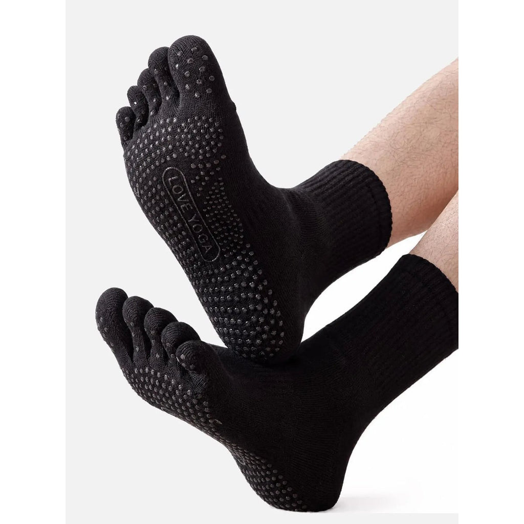 Men's Pilates Yoga Non-Slip Grip Socks with Five-Toe Design and Knit - Image 3