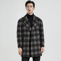 Men's Plaid Wool Dress Overcoat with Double Breasted Notched Lapels - Image 6