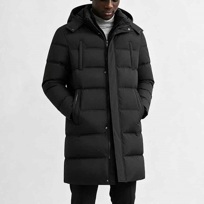 Men's Puffer Coat Winter Hooded Quilted Jacket with Fleece Lining - Image 2