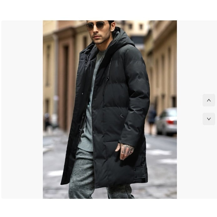 Men's Puffer Coat Winter Quilted Hooded Down Jacket with Drawstring - Image 7