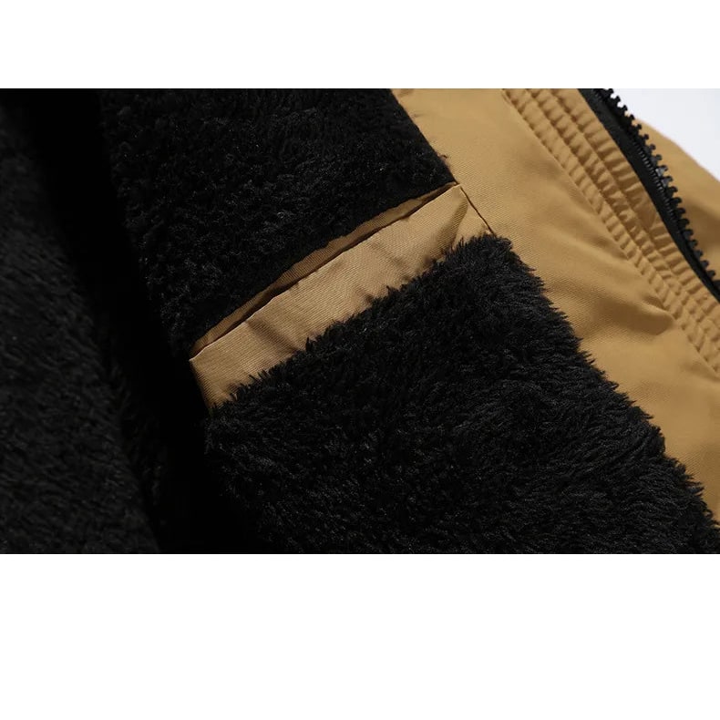 Men's Puffer Jacket Coat with Quilted Design Faux Fur Hood and Fleece Lining - Image 6