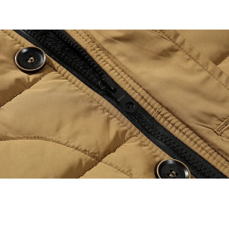 Men's Puffer Jacket Coat with Quilted Design Faux Fur Hood and Fleece Lining - Image 7