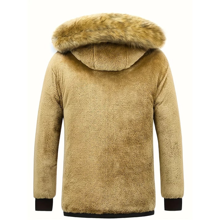 Men's Puffer Jacket Quilted Winter Hooded with Faux Fur Hood and Fleece Lining - Image 10