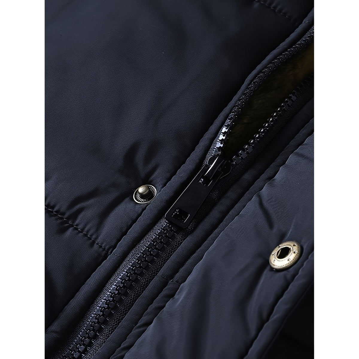 Men's Puffer Jacket Quilted Winter Hooded with Faux Fur Hood and Fleece Lining - Image 8