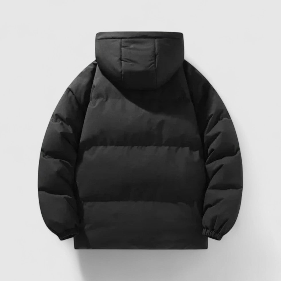 Men's Puffer Jacket with Detachable Hood and Quilted Design - Image 2