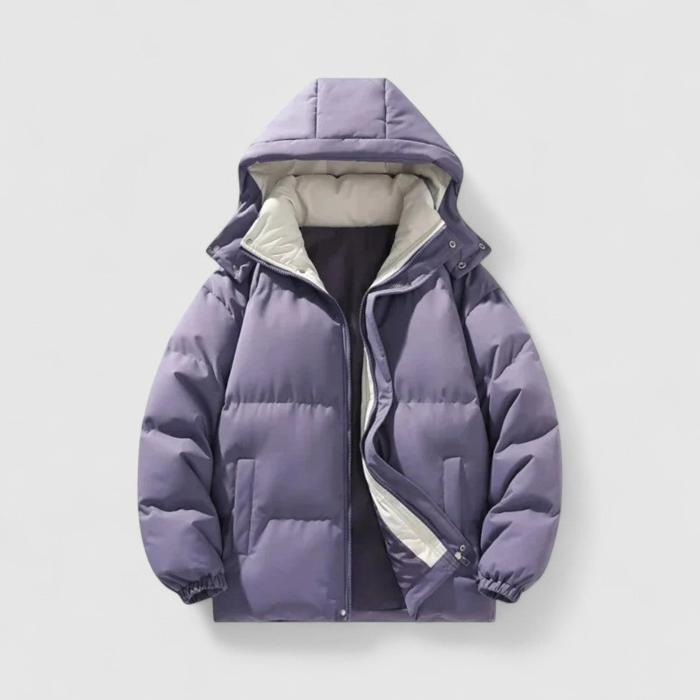 Men's Puffer Jacket with Detachable Hood and Quilted Design - Image 4