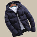 Men's Puffer Jacket with Quilted Design and Adjustable Drawstring Hood - Image 1