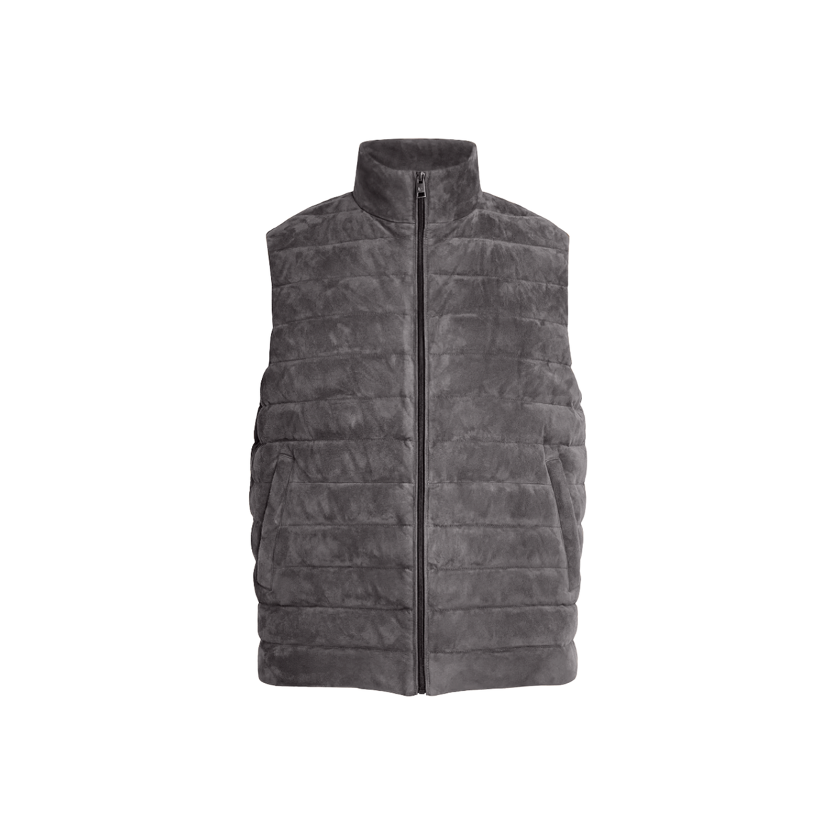 Men's Puffer Quilted Vest with High Collar and Insulated Suede Shell - Image 3
