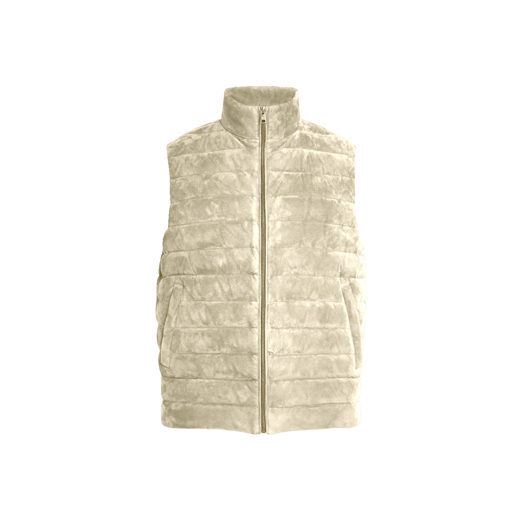 Men's Puffer Quilted Vest with High Collar and Insulated Suede Shell - Image 4
