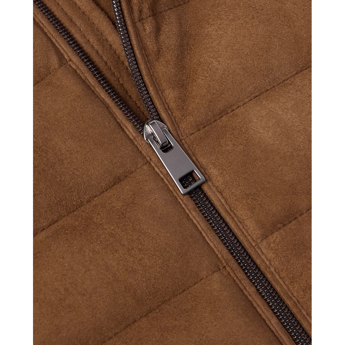 Men's Puffer Quilted Vest with High Collar and Insulated Suede Shell - Image 5