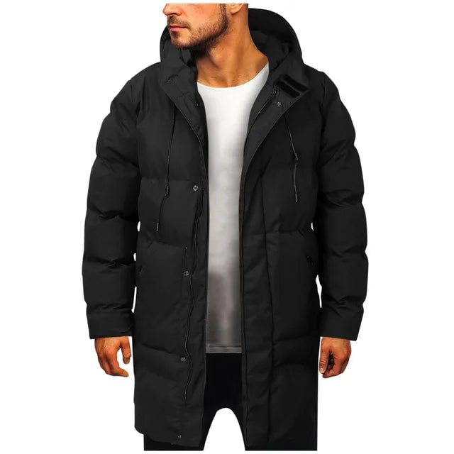 Men's Puffer Winter Coat with Quilted Hood and Adjustable Drawstring - Image 2