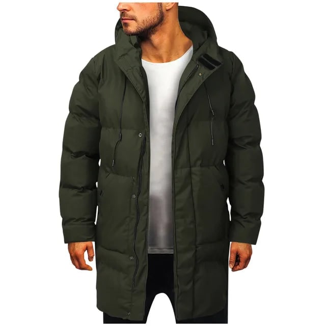 Men's Puffer Winter Coat with Quilted Hood and Adjustable Drawstring - Image 3