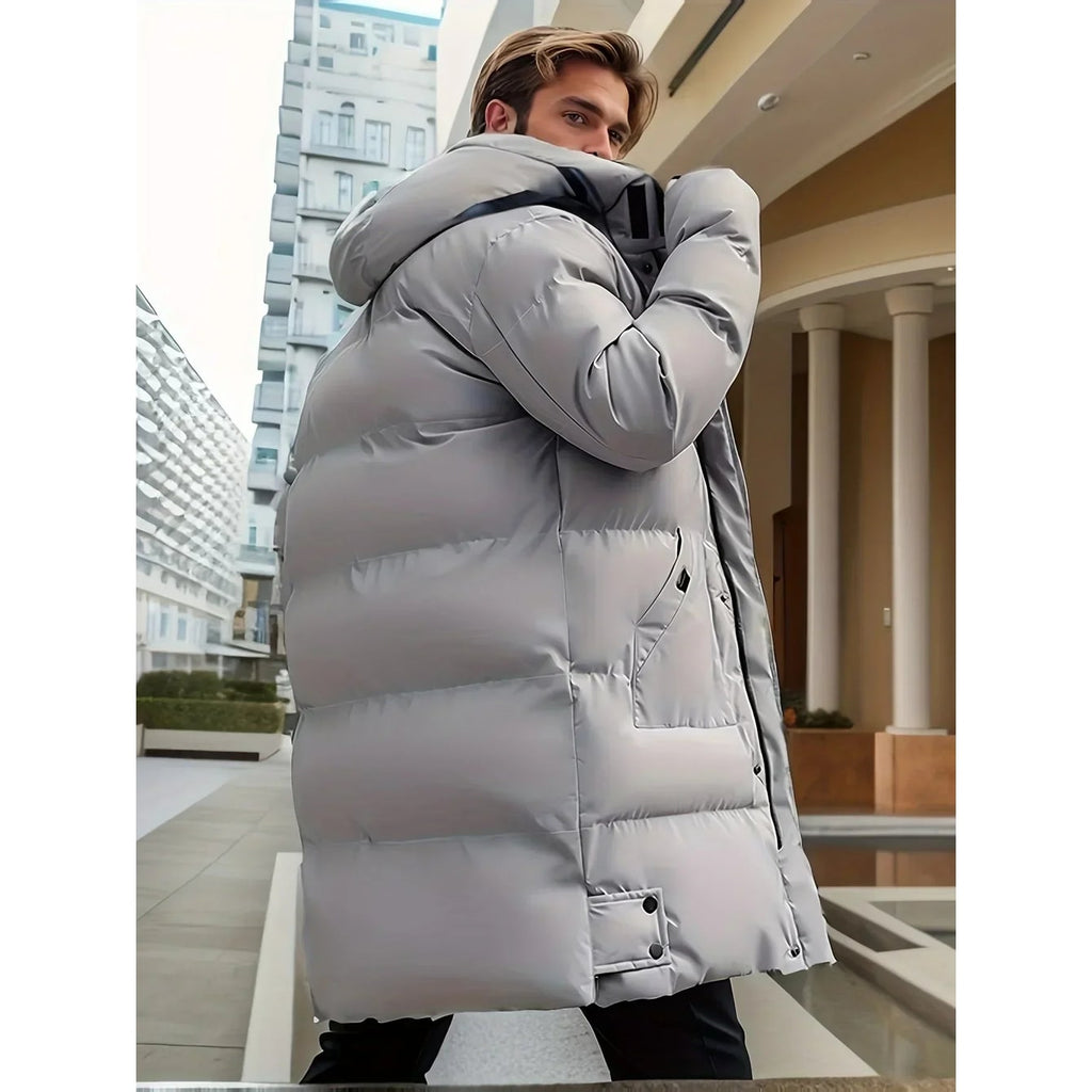 Men's Puffer Winter Coat with Quilted Hood and Adjustable Drawstring - Image 4