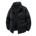 Men's Puffer Winter Jacket with Quilted Faux Suede and Stand Collar - Image 2