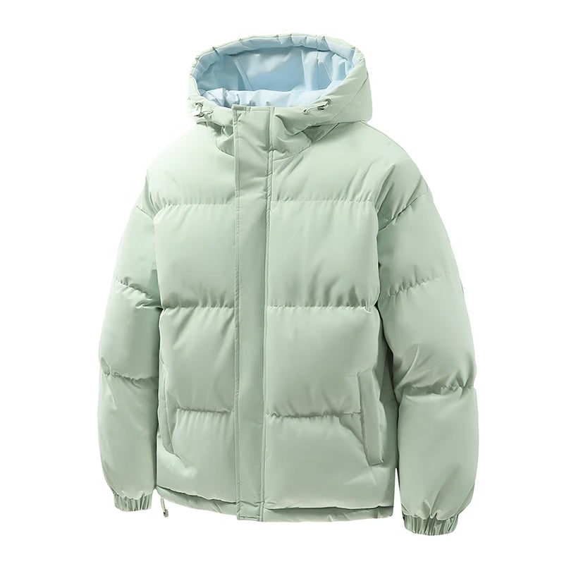 Men's Puffer Winter Quilted Jacket with Hood and Insulated Design - Image 8