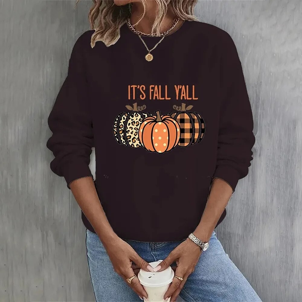 Men's Pumpkin Crew Neck Sweatshirt with Long Sleeves and Ribbed Cuffs - Image 2