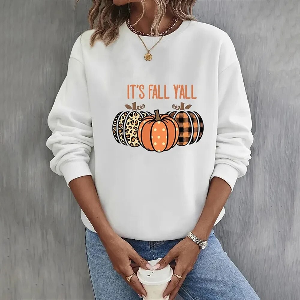 Men's Pumpkin Crew Neck Sweatshirt with Long Sleeves and Ribbed Cuffs - Image 3