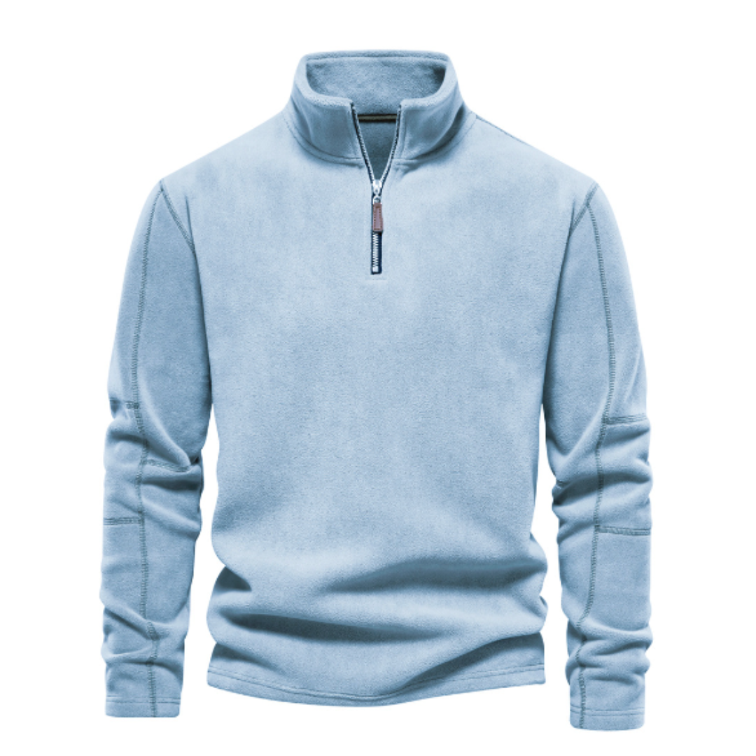 Men's Quarter Zip Fleece Pullover Sweatshirt with Stand Collar - Image 3