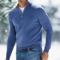 Men's Quarter Zip Pullover Sweater with Mock Neck and Ribbed Cuffs - Image 1