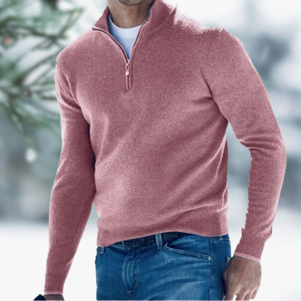 Men's Quarter Zip Pullover Sweater with Mock Neck and Ribbed Cuffs - Image 11