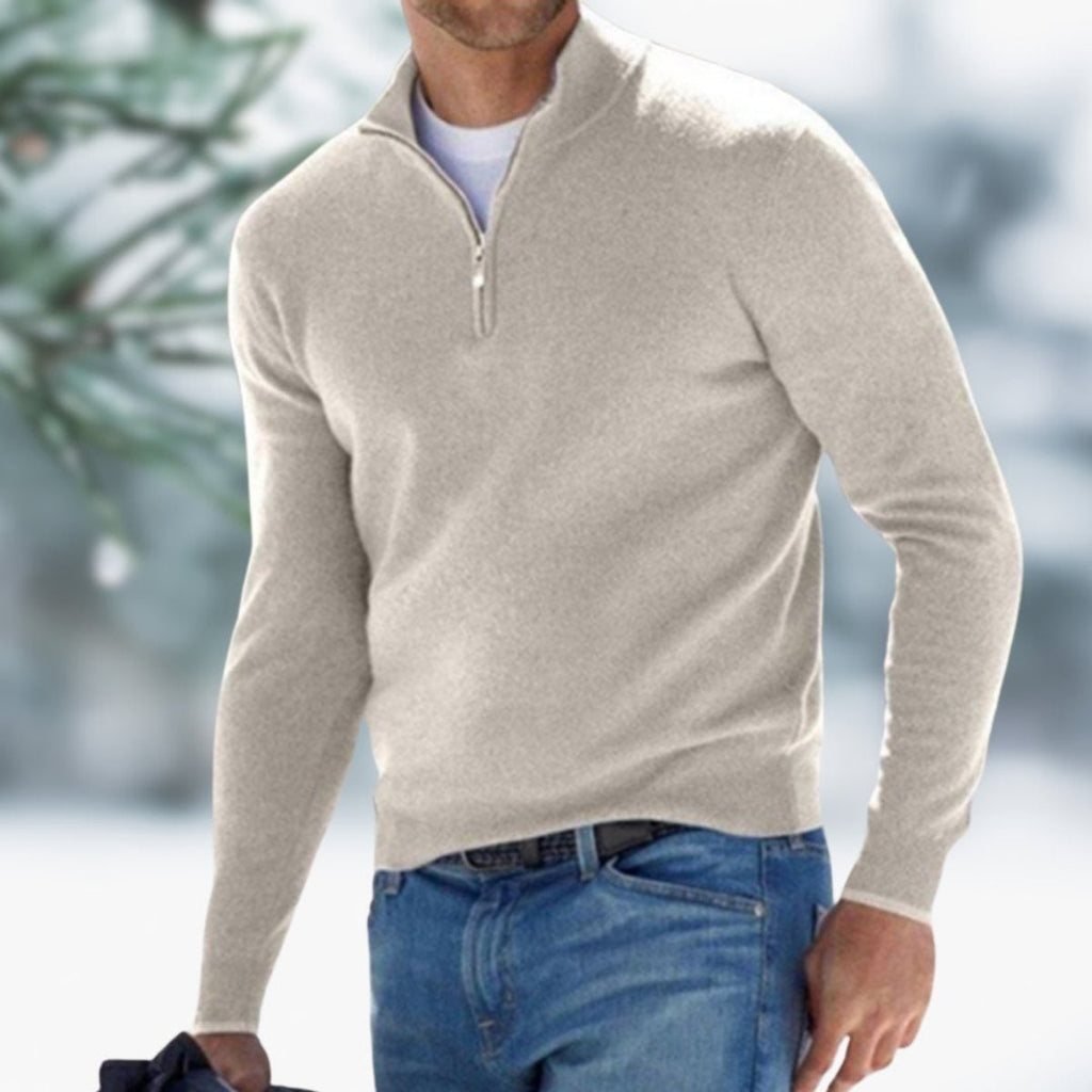 Men's Quarter Zip Pullover Sweater with Mock Neck and Ribbed Cuffs - Image 6