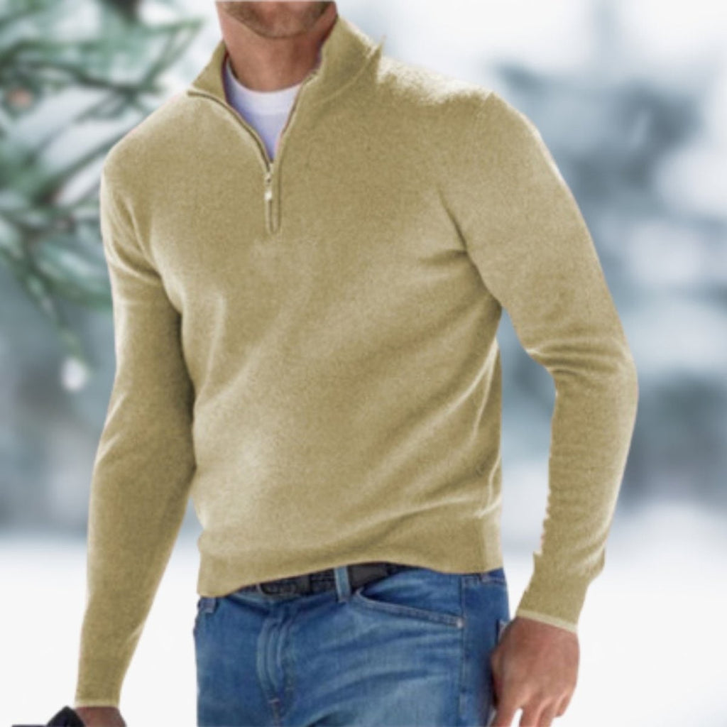Men's Quarter Zip Pullover Sweater with Mock Neck and Ribbed Cuffs - Image 8