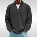 Men's Quarter Zip Sweater Pullover with Ribbed Knit and Stand Collar - Image 12