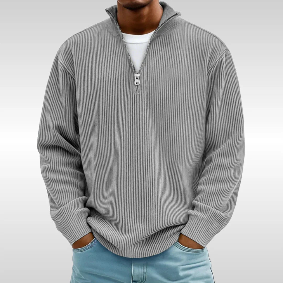 Men's Quarter Zip Sweater Pullover with Ribbed Knit and Stand Collar - Image 13