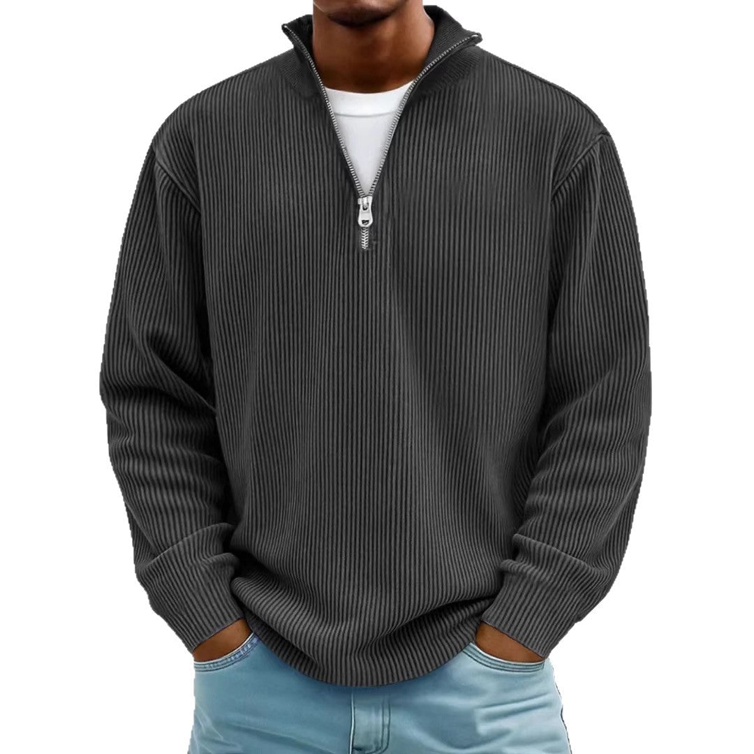 Men's Quarter Zip Sweater Pullover with Ribbed Knit and Stand Collar - Image 5