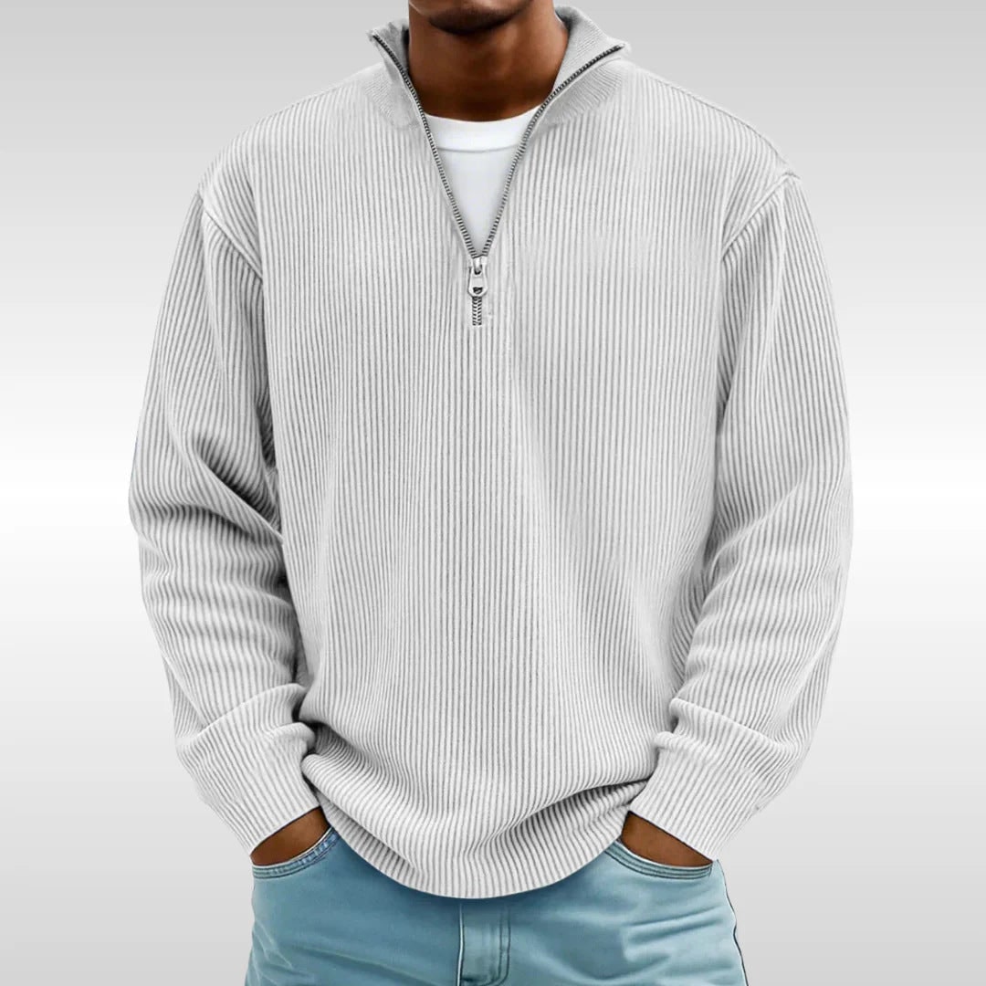 Men's Quarter Zip Sweater Pullover with Ribbed Knit and Stand Collar - Image 6